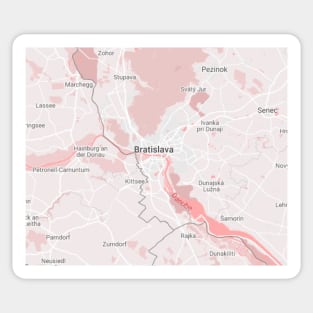 Bratislava pink & white map Sticker